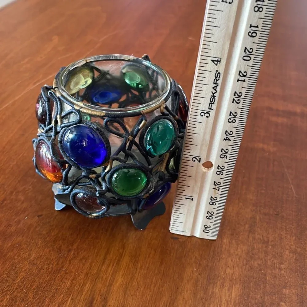 70's Glass/Iron Brutalist Style Candle Holder - Japan